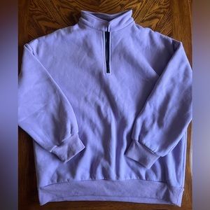 purple oversized quarter-zip